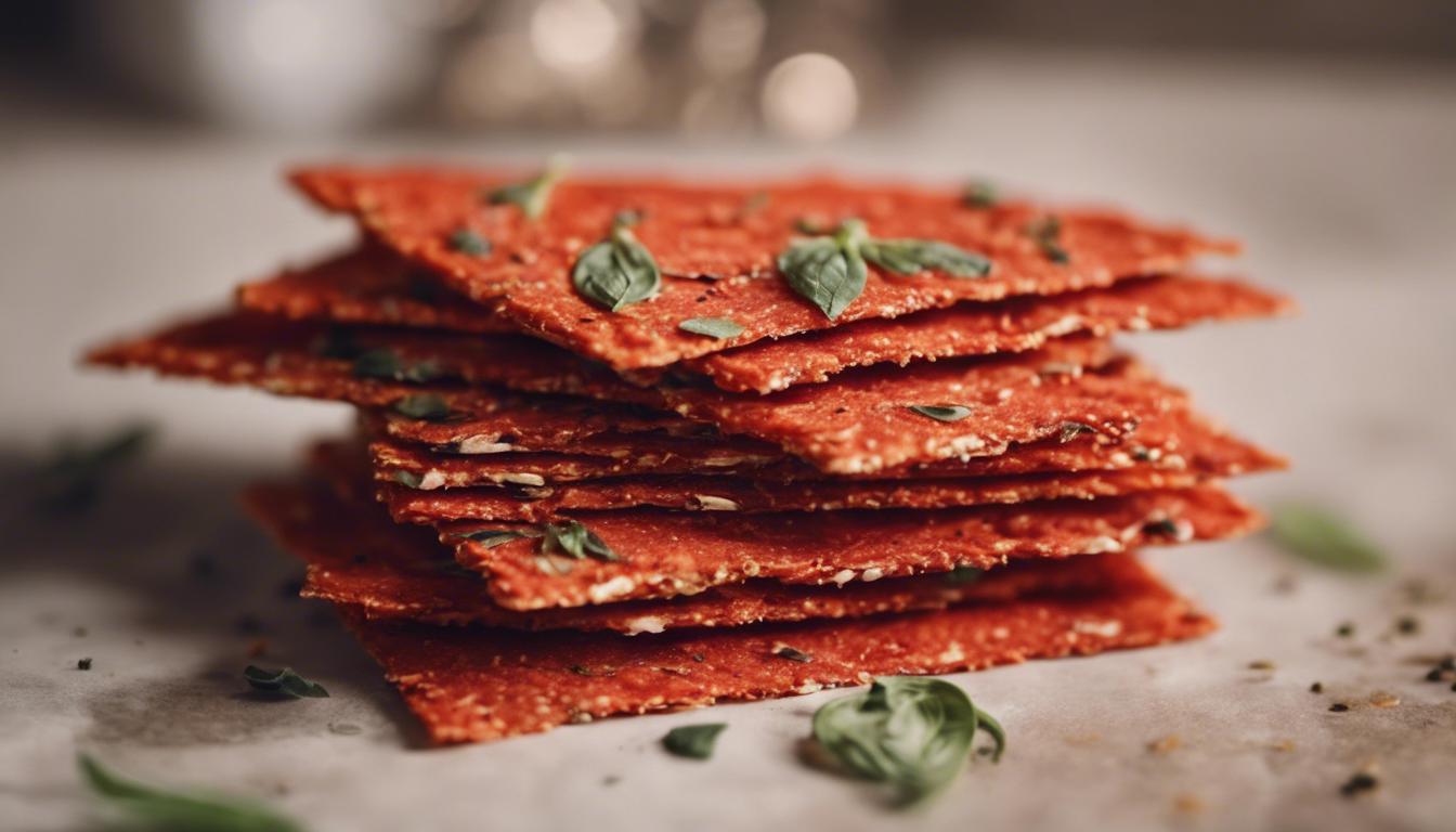 Dehydrated Tomato and Basil Flax Crackers