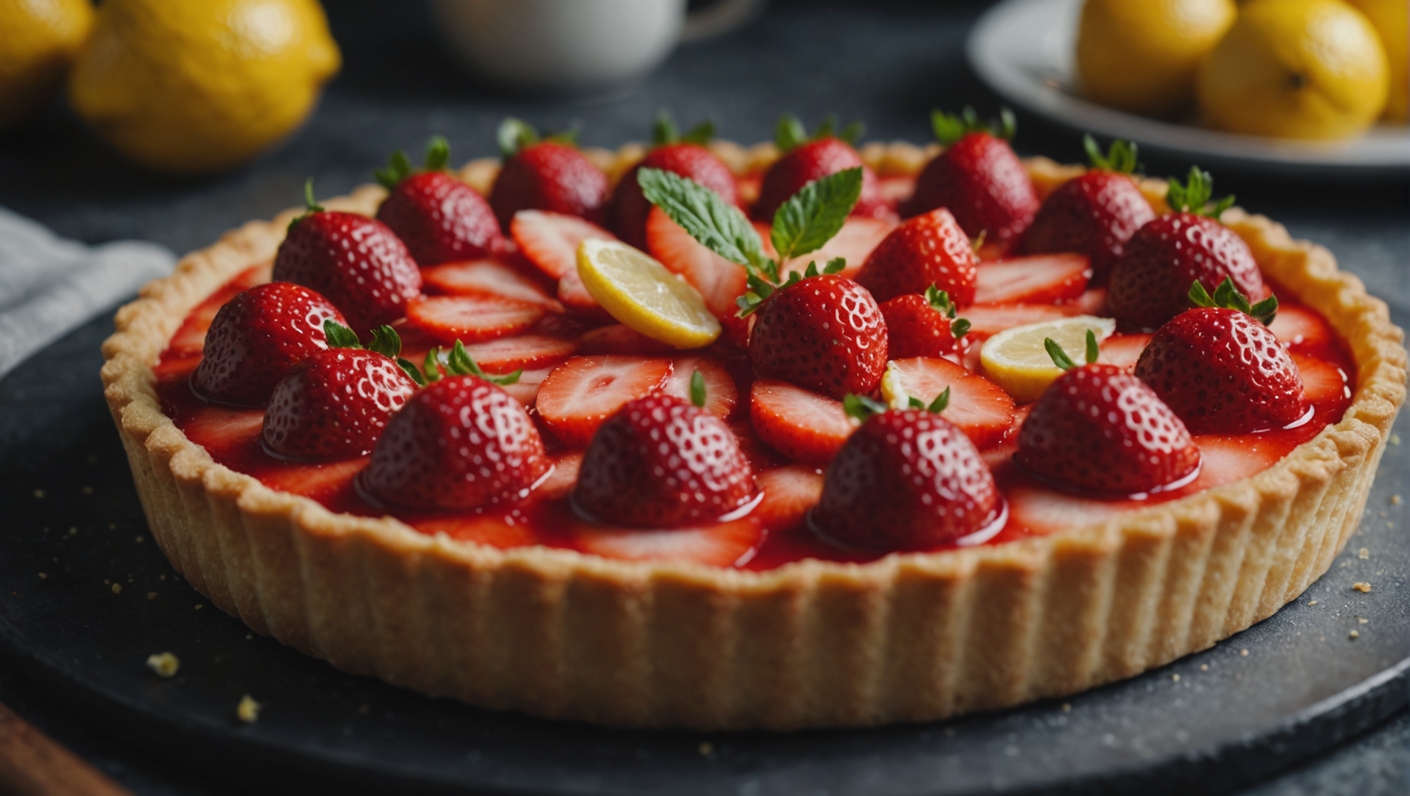 Raw Strawberry and Lemon Tart