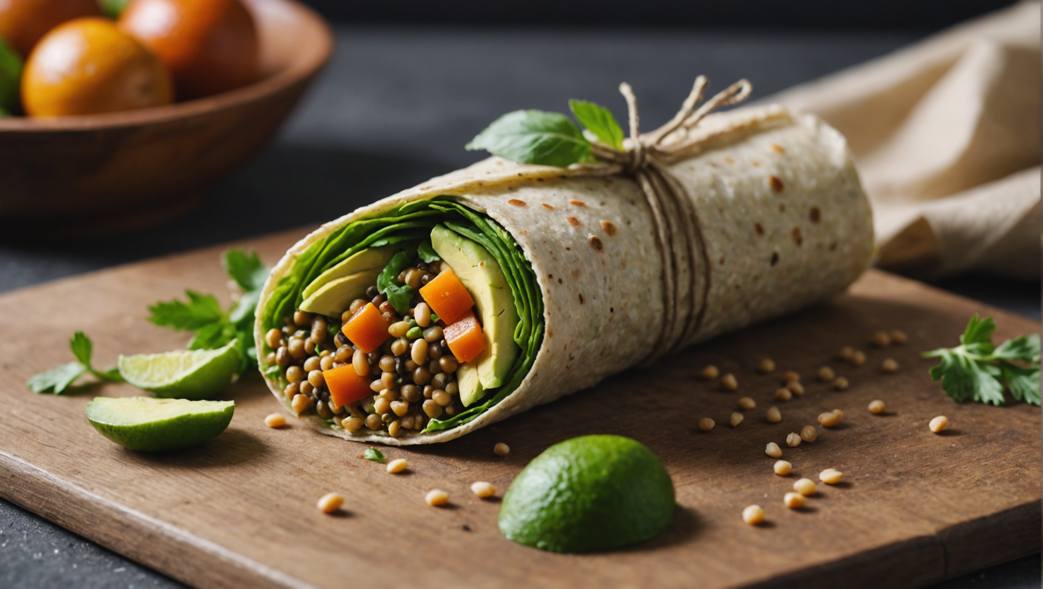 Sprouted Lentil and Avocado Wrap